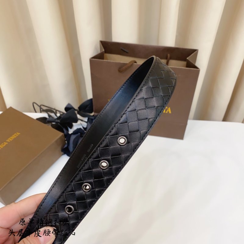 Bottega Veneta Intrecciato Woven Black Leather Belt 3.5cm view