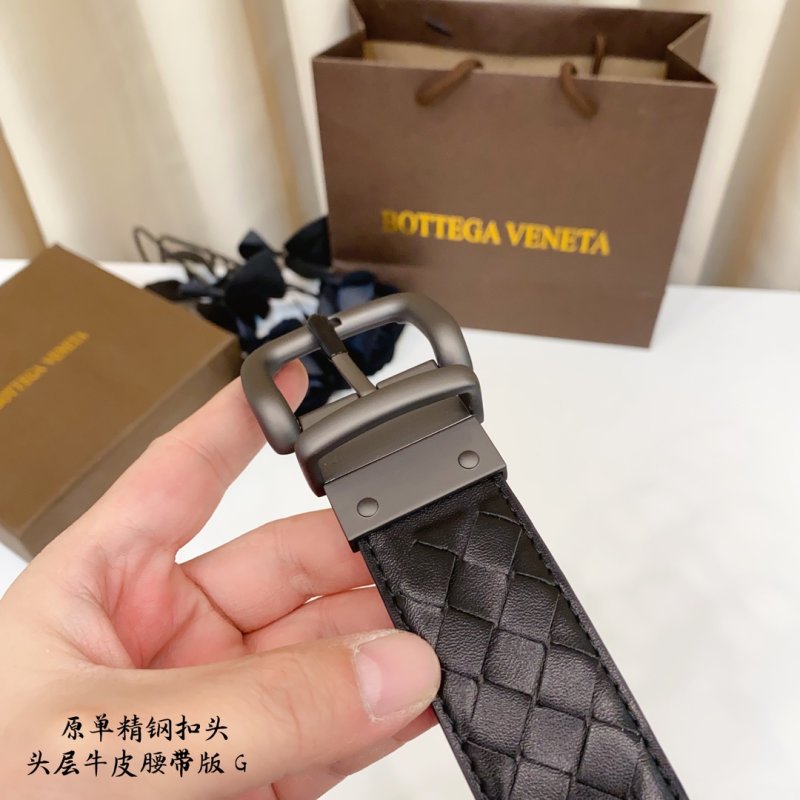Bottega Veneta Intrecciato Woven Black Leather Belt 3.5cm view