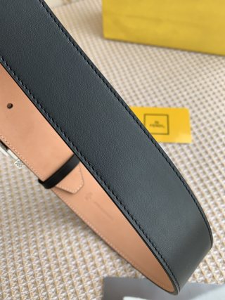 Fendi FF Perforated Logo Belt Buckle Black Leather view 5