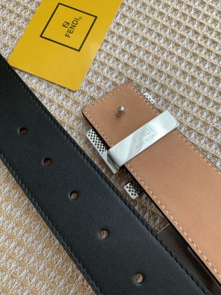 Fendi FF Perforated Logo Belt Buckle Black Leather view 8