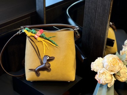 Loewe Luna Brown Suede Underarm Bag with Charms view 3