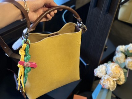 Loewe Luna Brown Suede Underarm Bag with Charms view 4