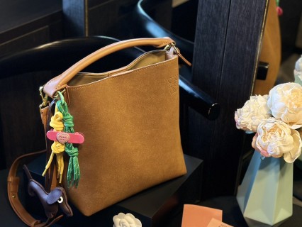 Loewe Luna Brown Suede Underarm Bag with Charms view 6