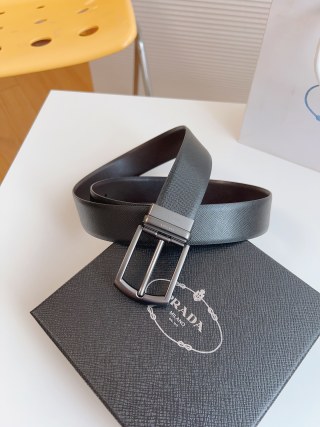 Prada Black Saffiano Leather Belt 35mm view 2