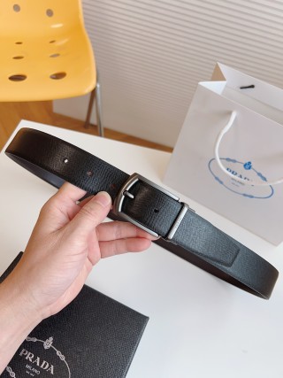 Prada Black Saffiano Leather Belt 35mm view 3