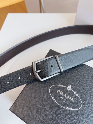 Prada Black Saffiano Leather Belt 35mm view 4