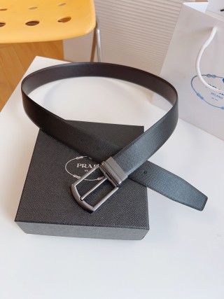 Prada Black Saffiano Leather Belt 35mm view 5