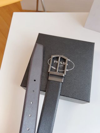 Prada Black Saffiano Leather Belt 35mm view 6