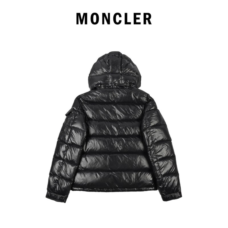 Moncler Black Glossy Down Puffer Jacket with Hood view