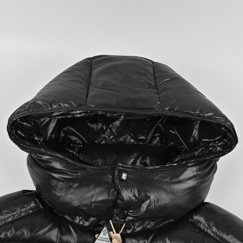 Moncler Black Glossy Down Puffer Jacket with Hood view