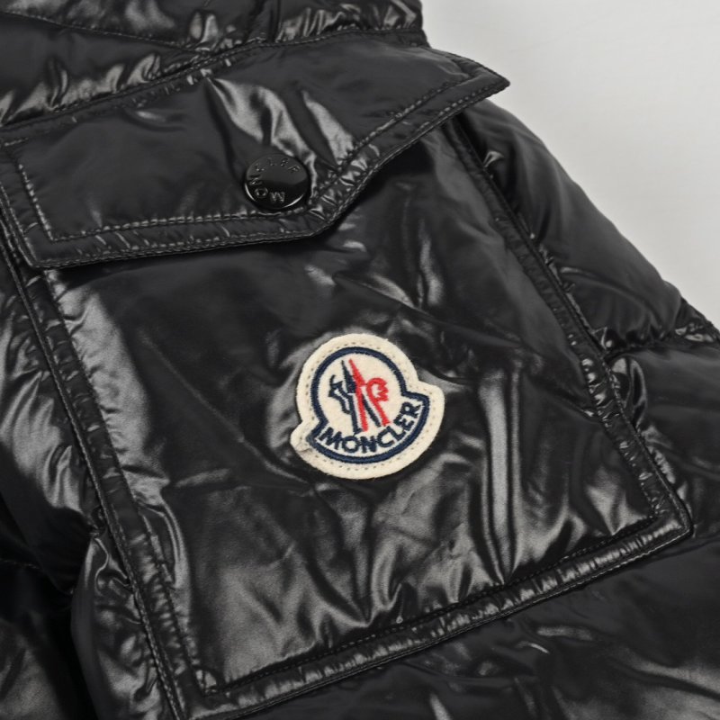 Moncler Black Glossy Down Puffer Jacket with Hood view