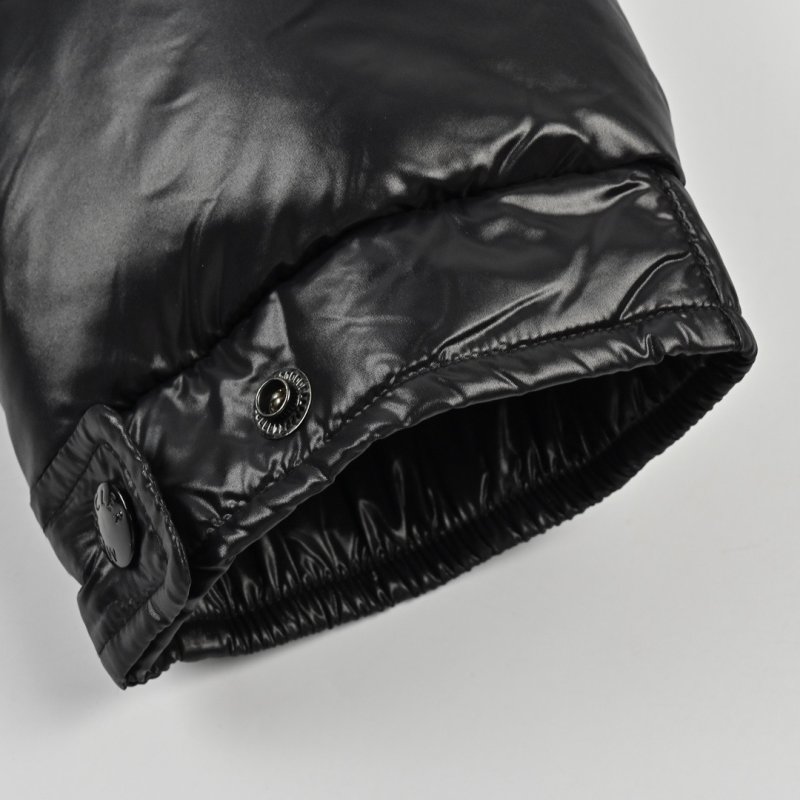 Moncler Black Glossy Down Puffer Jacket with Hood view