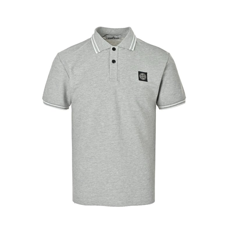 Stone Island Grey Polo Shirt with Compass Badge view