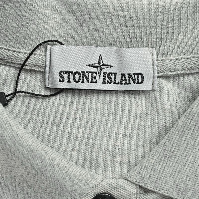 Stone Island Grey Polo Shirt with Compass Badge view