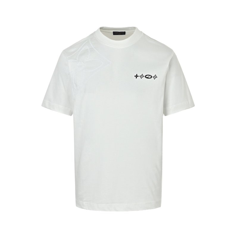 Minimalist White Graphic T-Shirt with Embroidered Logo view