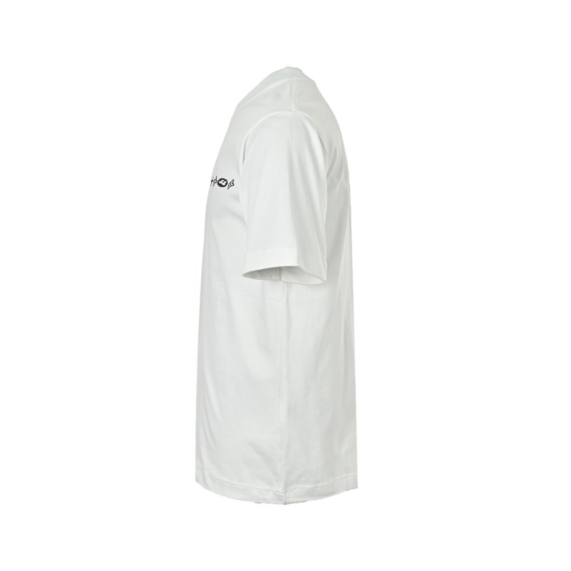 Minimalist White Graphic T-Shirt with Embroidered Logo view