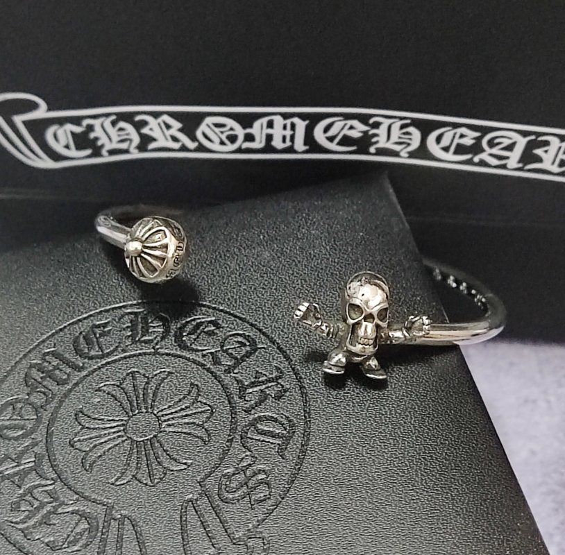Chrome Hearts Skull Open Cuff Bracelet Silver view