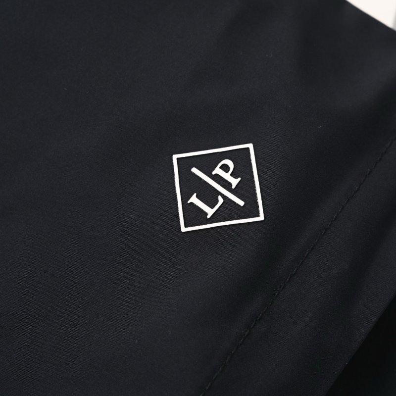 Loro Piana Navy Beach Shorts with Letter Embroidery view