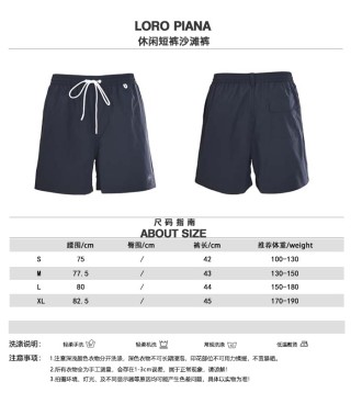 Loro Piana Navy Beach Shorts with Letter Embroidery view 10
