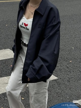 Miu Miu Navy Zip-Up Overshirt Jacket view 6