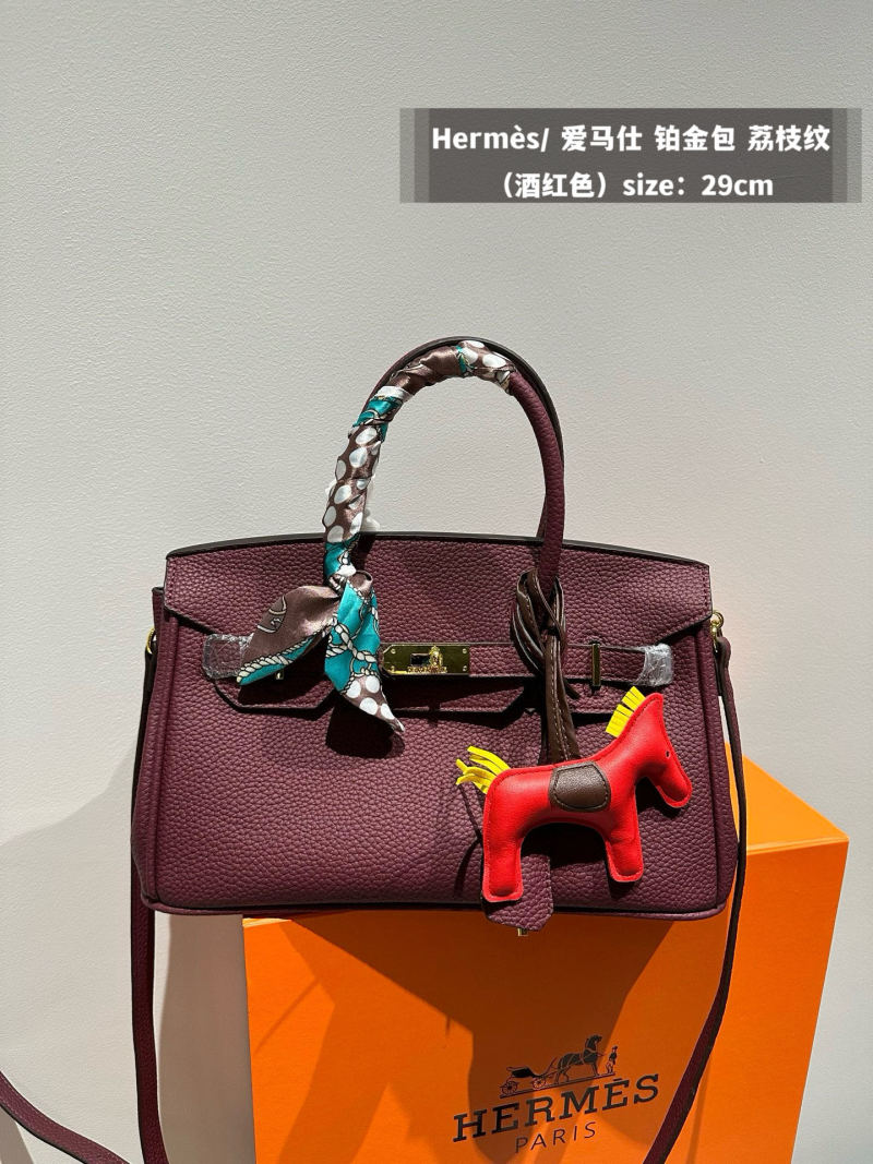 Hermès Birkin 29cm Burgundy Clemence Leather Bag
