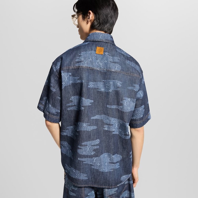 Louis Vuitton Monogram Denim Short Sleeve Shirt Navy view