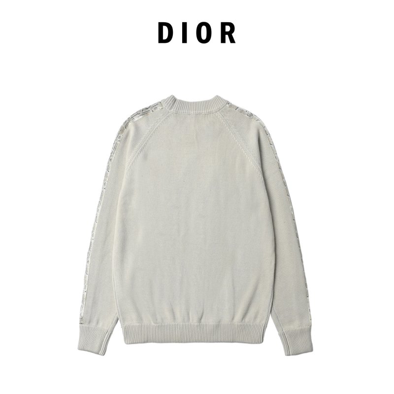 Cream Knit Sweater with Monogram Sleeve Stripe view