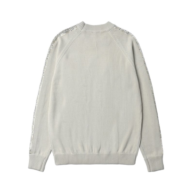 Cream Knit Sweater with Monogram Sleeve Stripe view