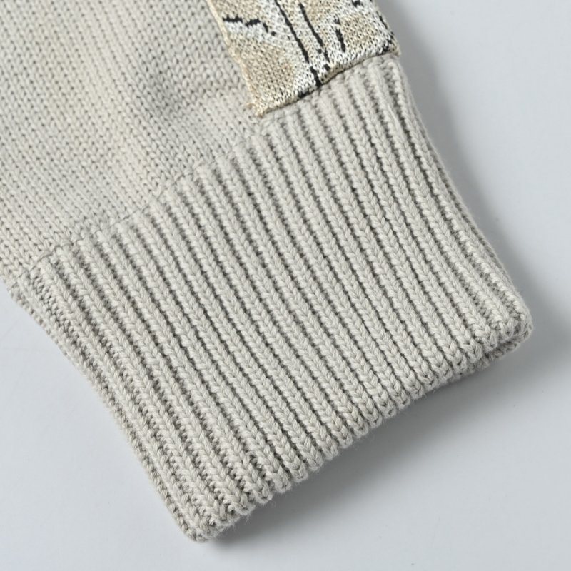 Cream Knit Sweater with Monogram Sleeve Stripe view