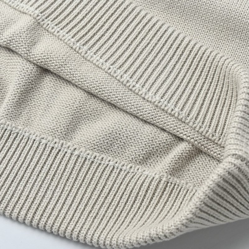 Cream Knit Sweater with Monogram Sleeve Stripe view