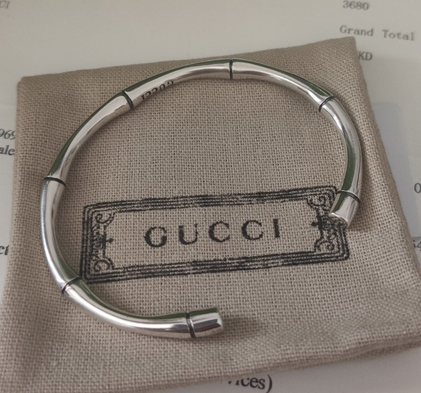 Gucci Bamboo Open Cuff Bracelet Silver