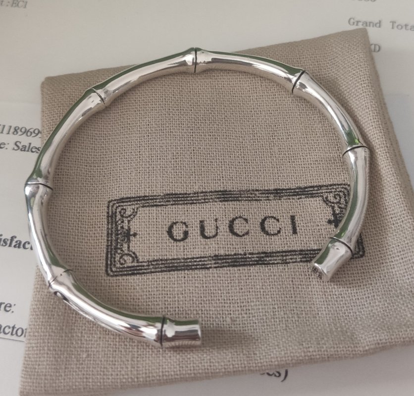 Gucci Bamboo Open Cuff Bracelet Silver view