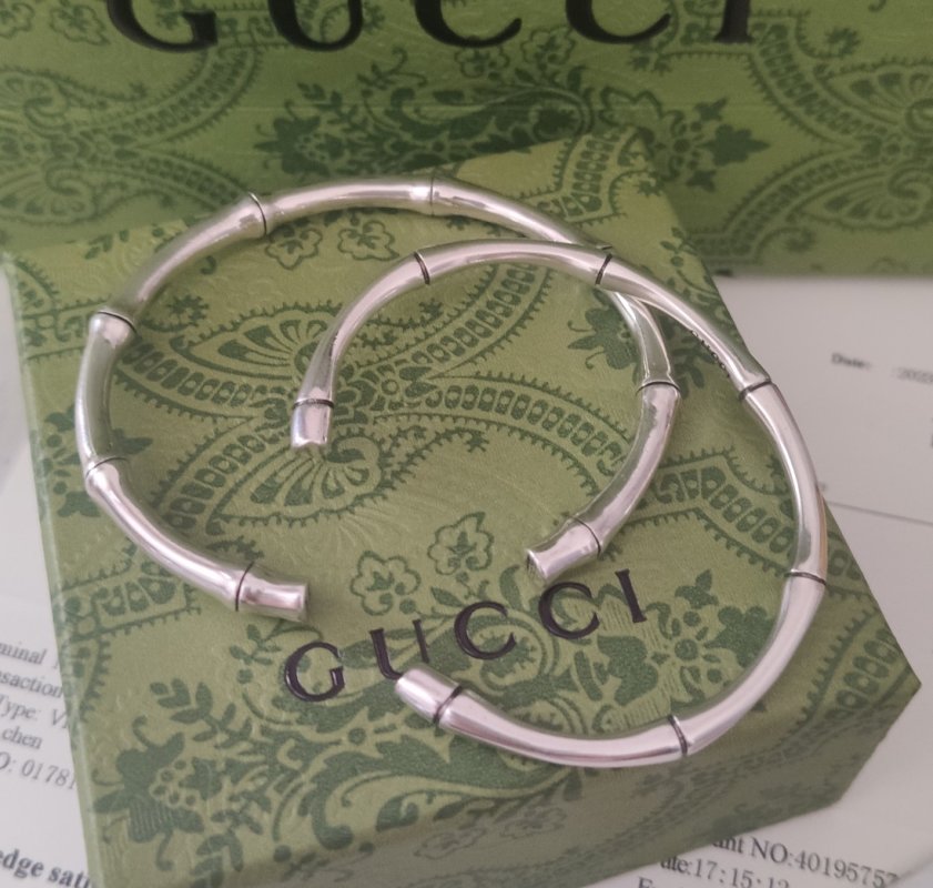 Gucci Bamboo Open Cuff Bracelet Silver view