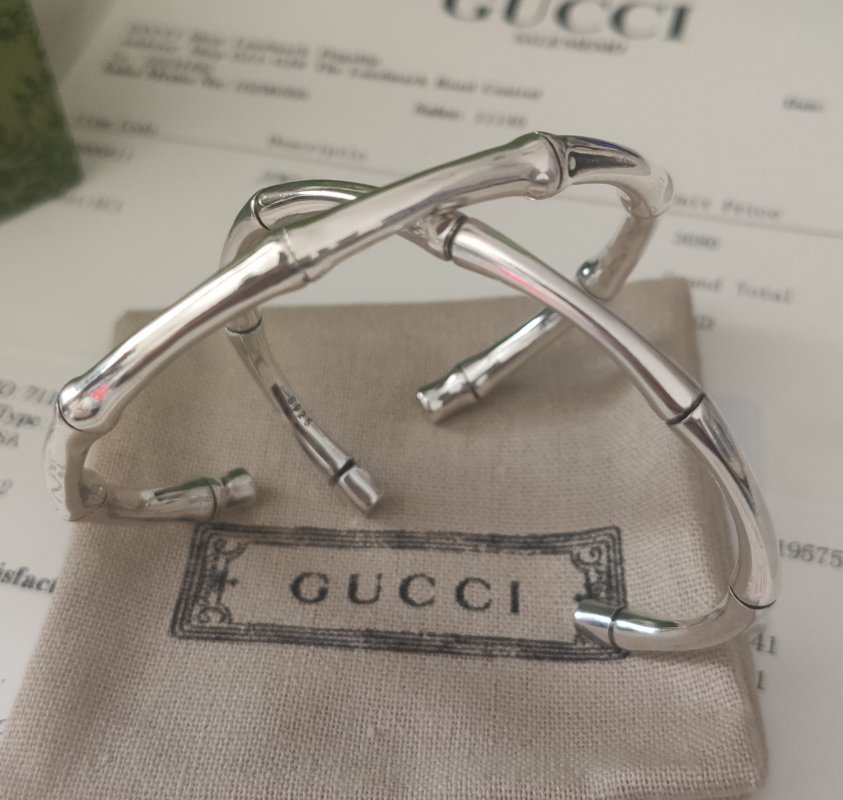 Gucci Bamboo Open Cuff Bracelet Silver view