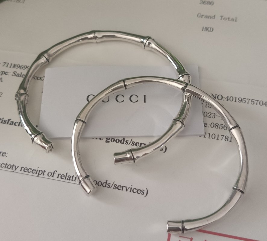 Gucci Bamboo Open Cuff Bracelet Silver view