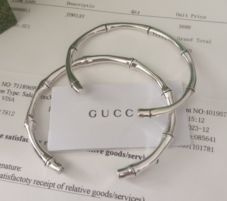 Gucci Bamboo Open Cuff Bracelet Silver view