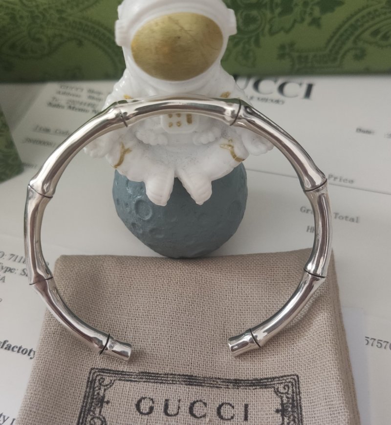 Gucci Bamboo Open Cuff Bracelet Silver view
