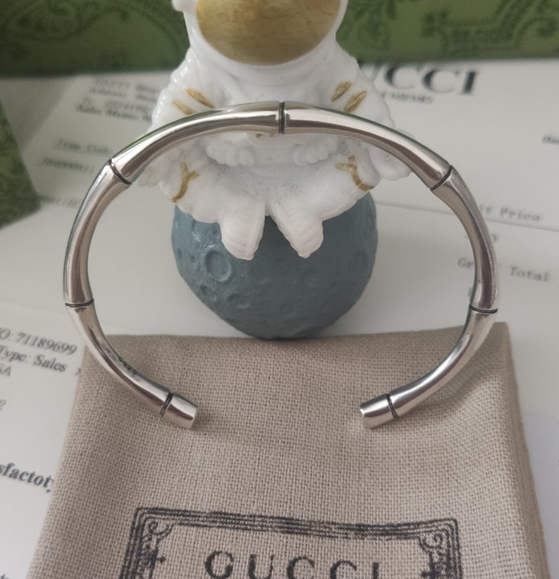 Gucci Bamboo Open Cuff Bracelet Silver view