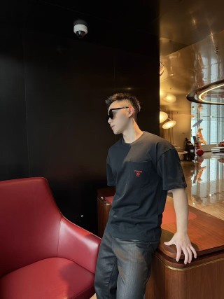 Celine Navy Embroidered Logo T-Shirt view 2