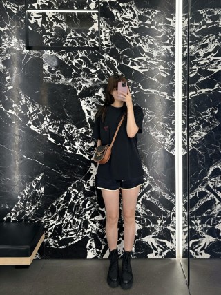 Celine Navy Embroidered Logo T-Shirt view 9