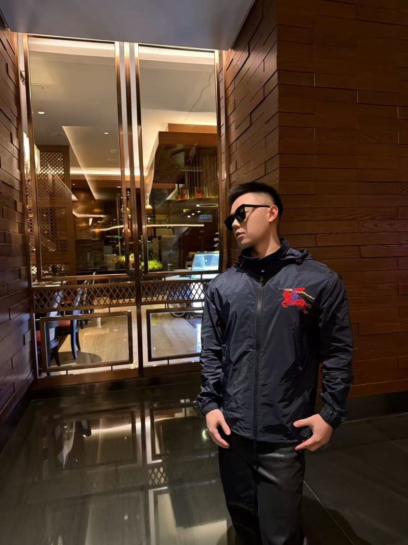 Burberry Black Lightweight Windbreaker with Embroidered Logo view