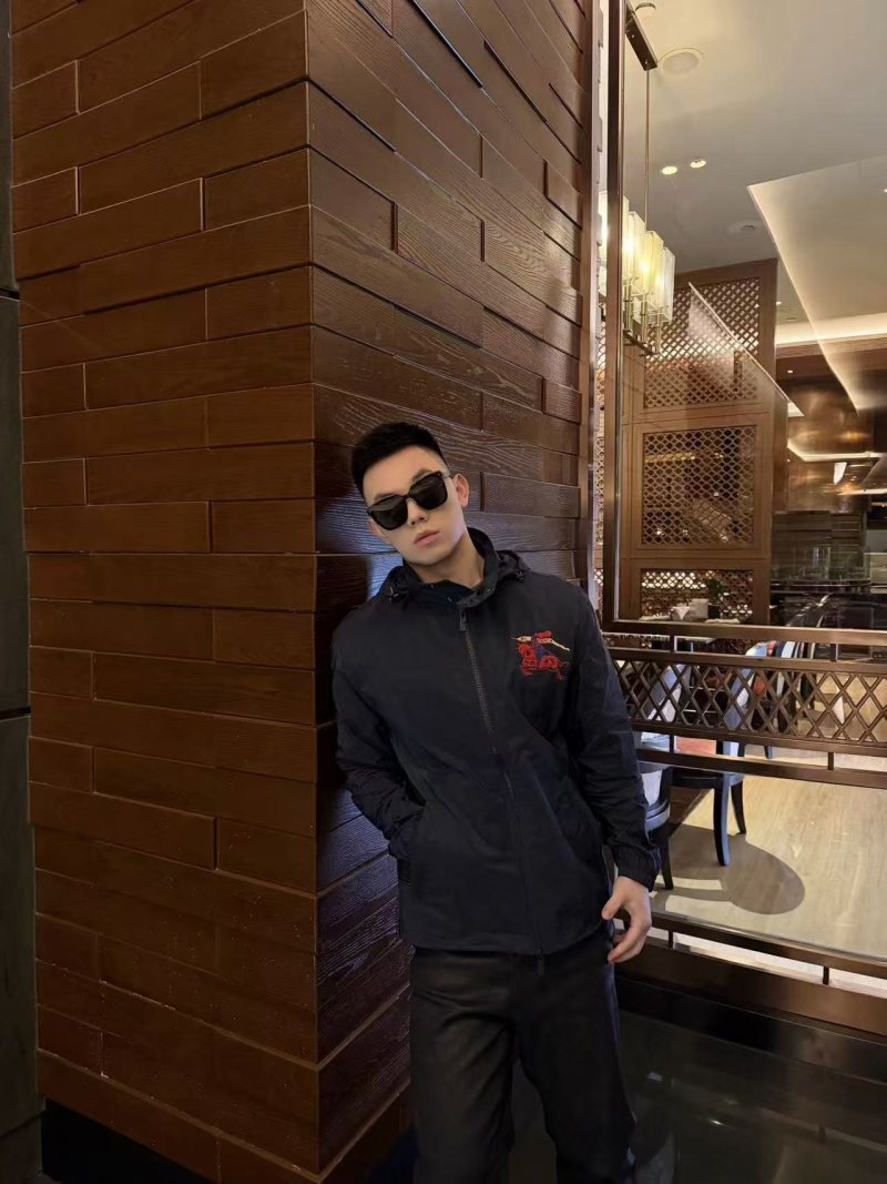 Burberry Black Lightweight Windbreaker with Embroidered Logo view