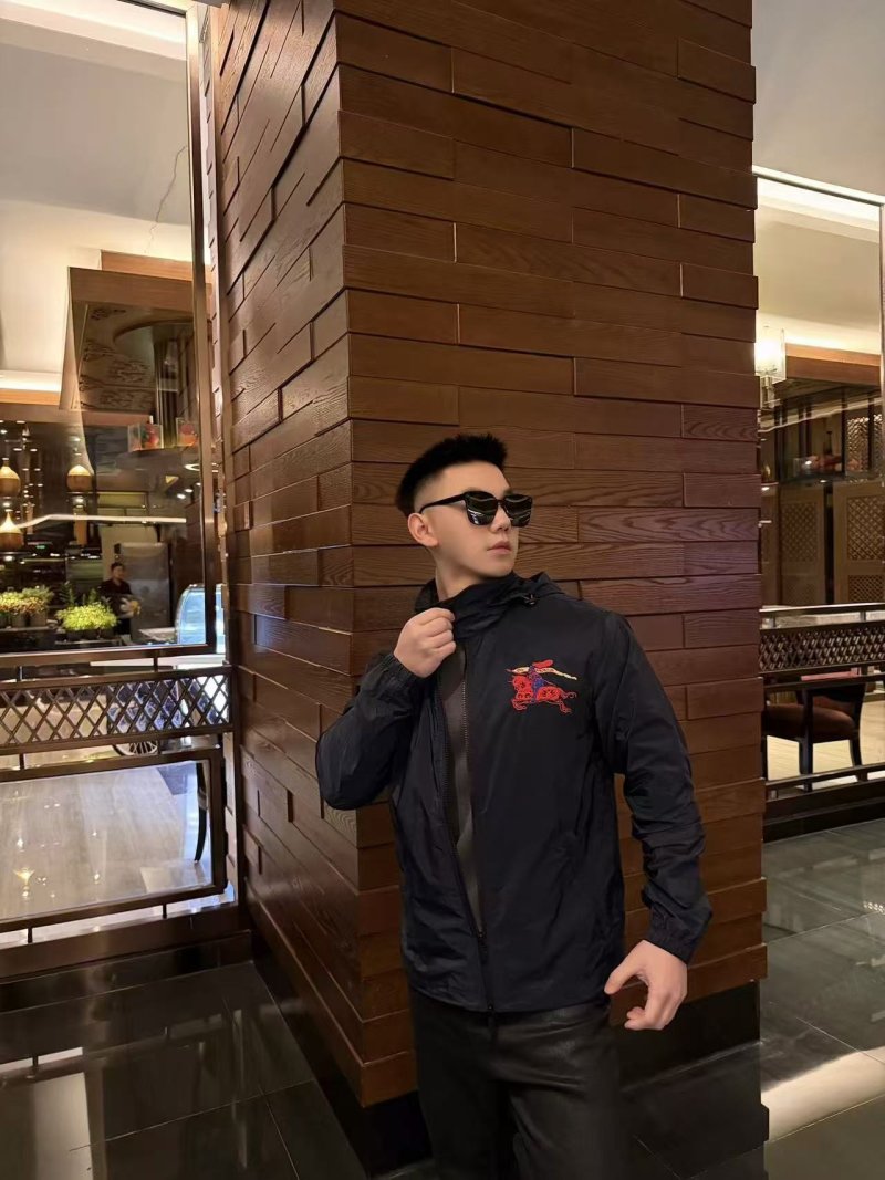 Burberry Black Lightweight Windbreaker with Embroidered Logo view