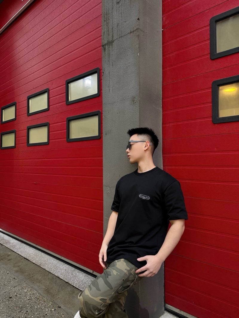 Black Short Sleeve T-Shirt with Chest Logo view