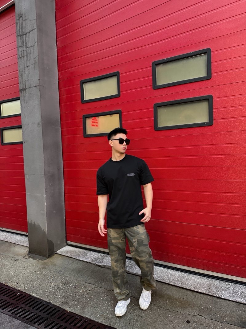 Black Short Sleeve T-Shirt with Chest Logo view