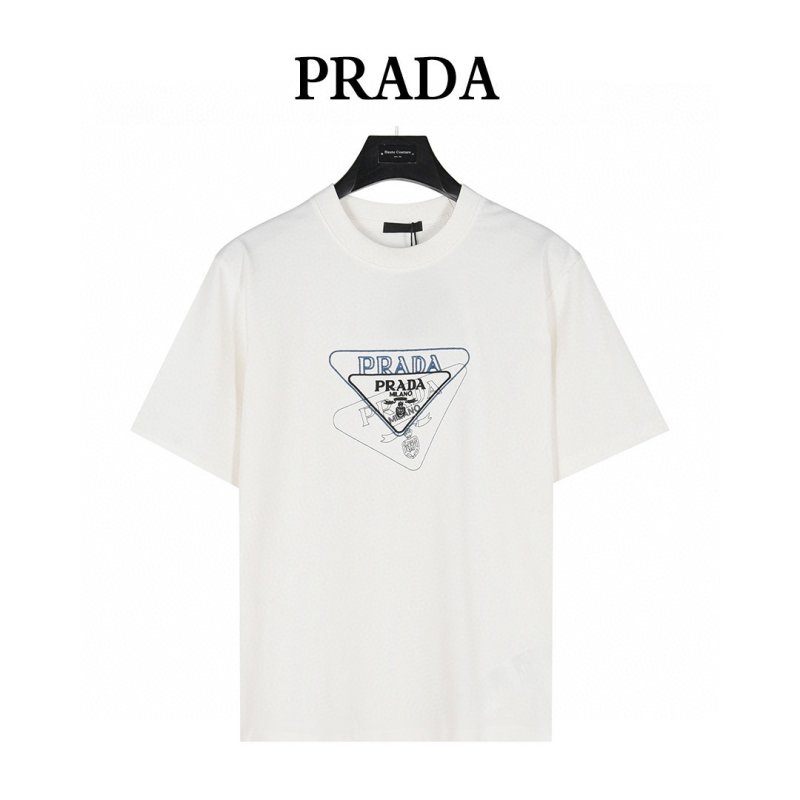 Prada Triangle Logo White T-Shirt view