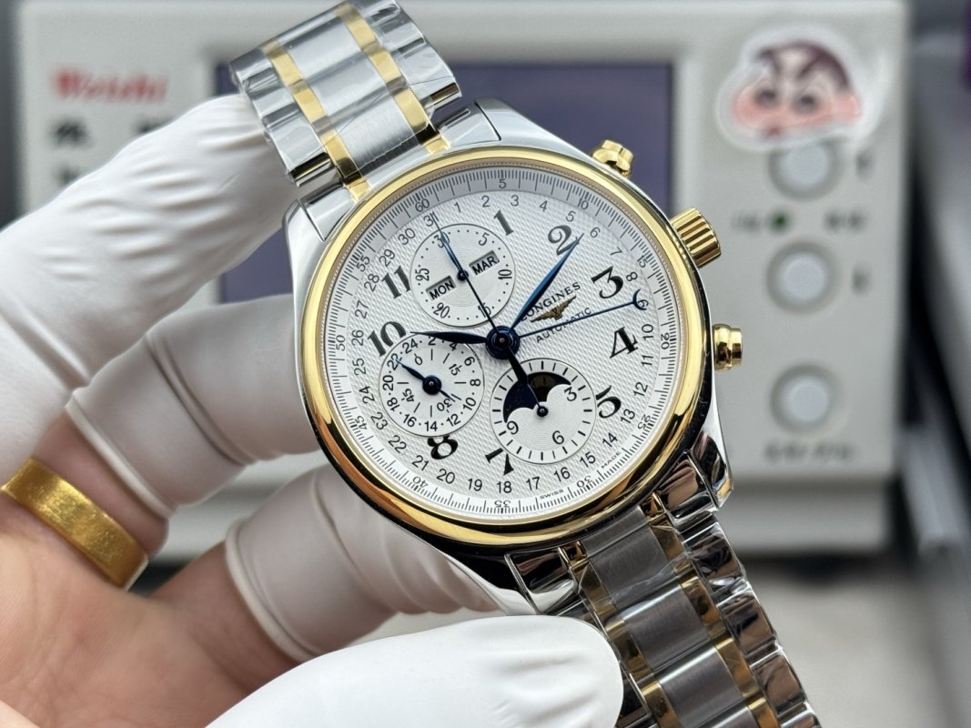 Longines Master Moon Phase Chronograph Two-Tone Watch 42mm view