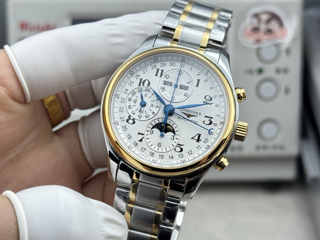 Longines Master Moon Phase Chronograph Two-Tone Watch 42mm view