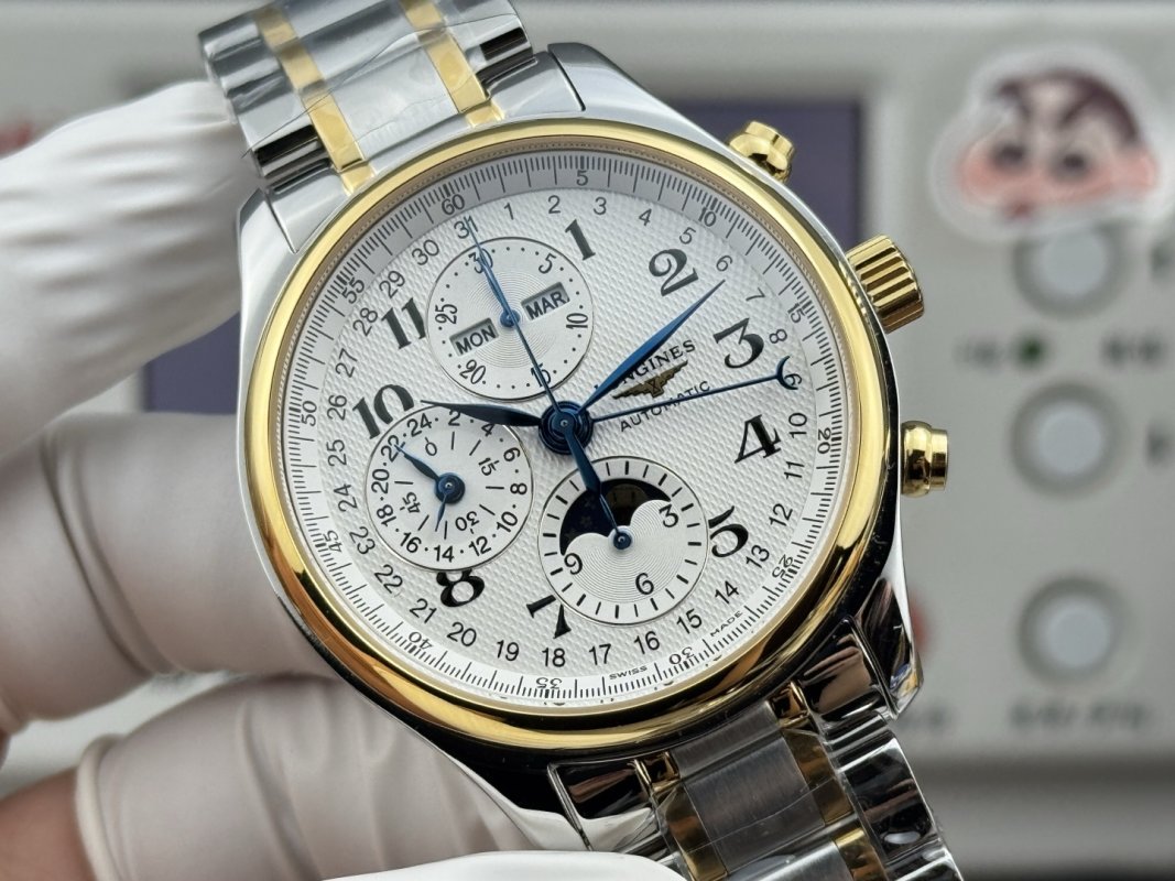 Longines Master Moon Phase Chronograph Two-Tone Watch 42mm view