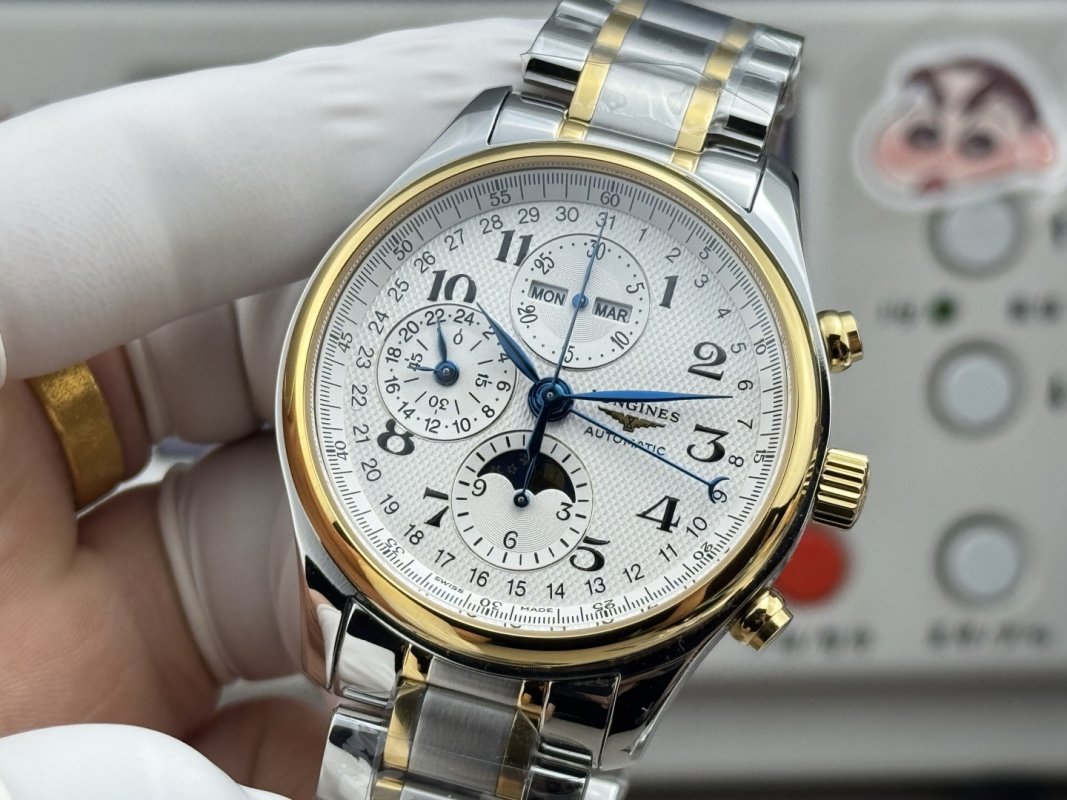 Longines Master Moon Phase Chronograph Two-Tone Watch 42mm view